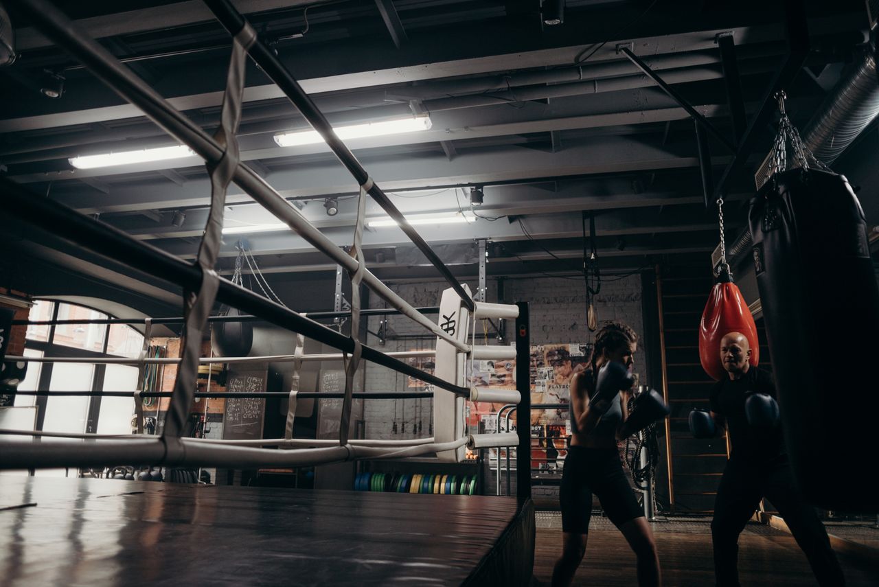 Boxing action shot